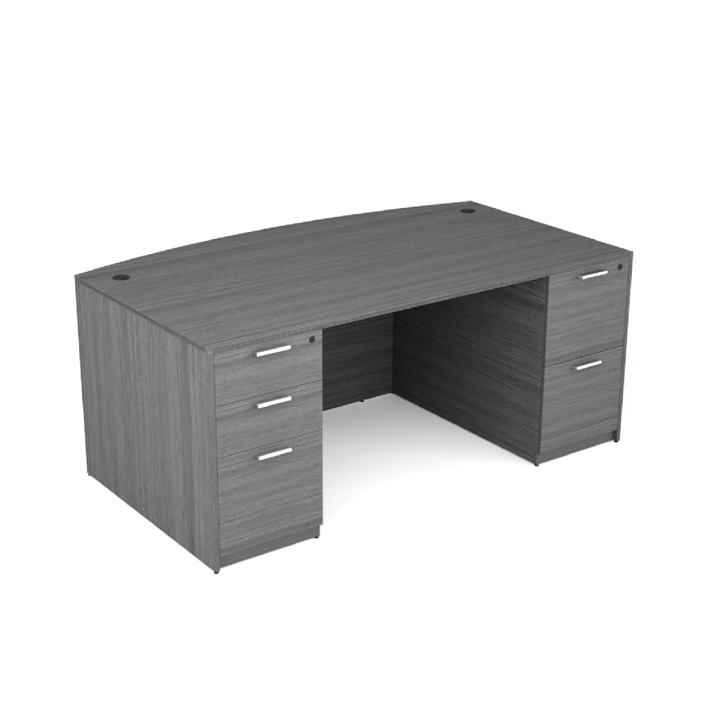 Euroline 36x71 Bow Dbl Ped BBF/FF Desk Grey