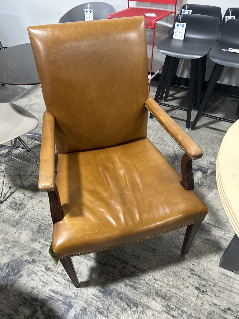 Traditional Wood Frame Guest Chair - Brown Vinyl