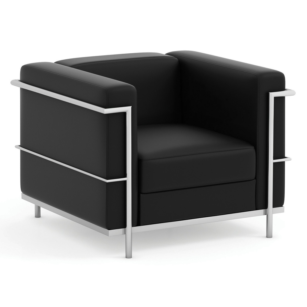 Black Club Chair with Chrome Frame 