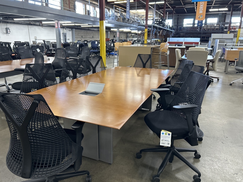 9' x 48" Dark Maple 1 pc conference table w/power