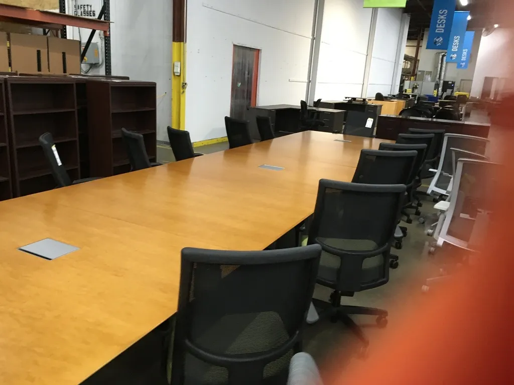 20' x 4' Dark Maple 3 Conference table w/power in center 