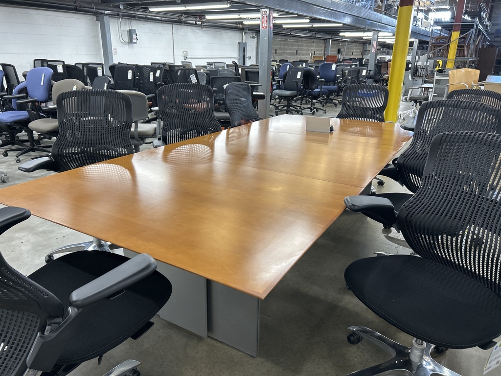 10' x 48" Dark Maple 3 pc conference table w/power 