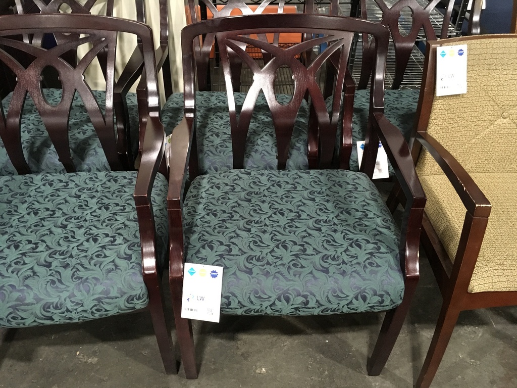 Teal Pattern Side Chair w/Mahogany Frame