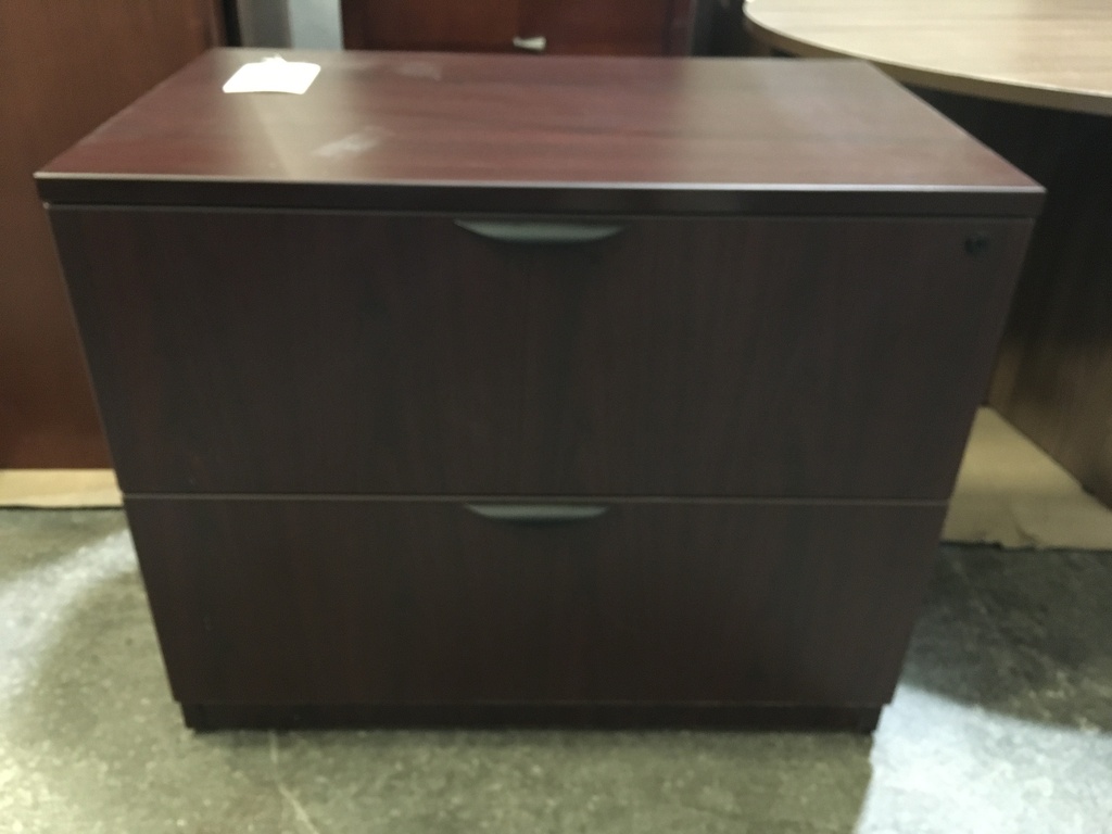 2 Drawer Lateral File Mahogany 36" with key