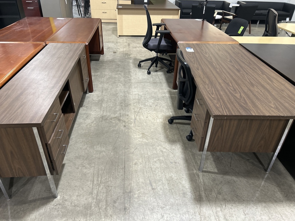 72" Desk and Credenza Set - Traditional Walnut