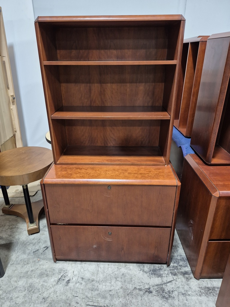 36" Kimball Lateral w/ Open Hutch - Cherry Veneer