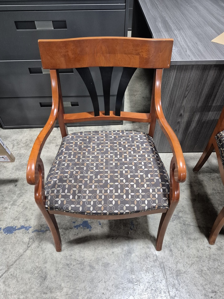Wood Frame Kimball Guest Chairs - Cherry Frame, Brown Fabric