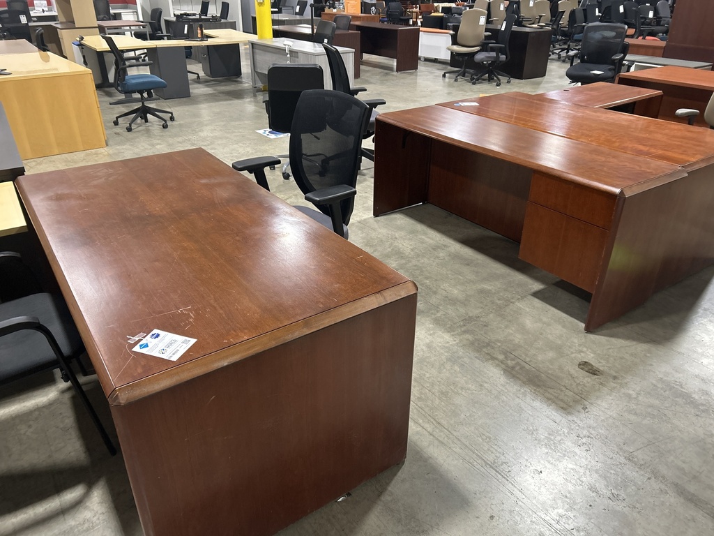 36x72" Kimball Single Ped Desk and Credenza Set-Cherry 