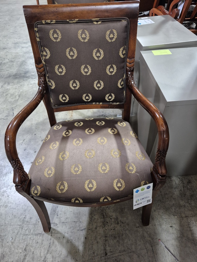 Mahogany Wood Frame Chairs - Bee Pattern Fabric