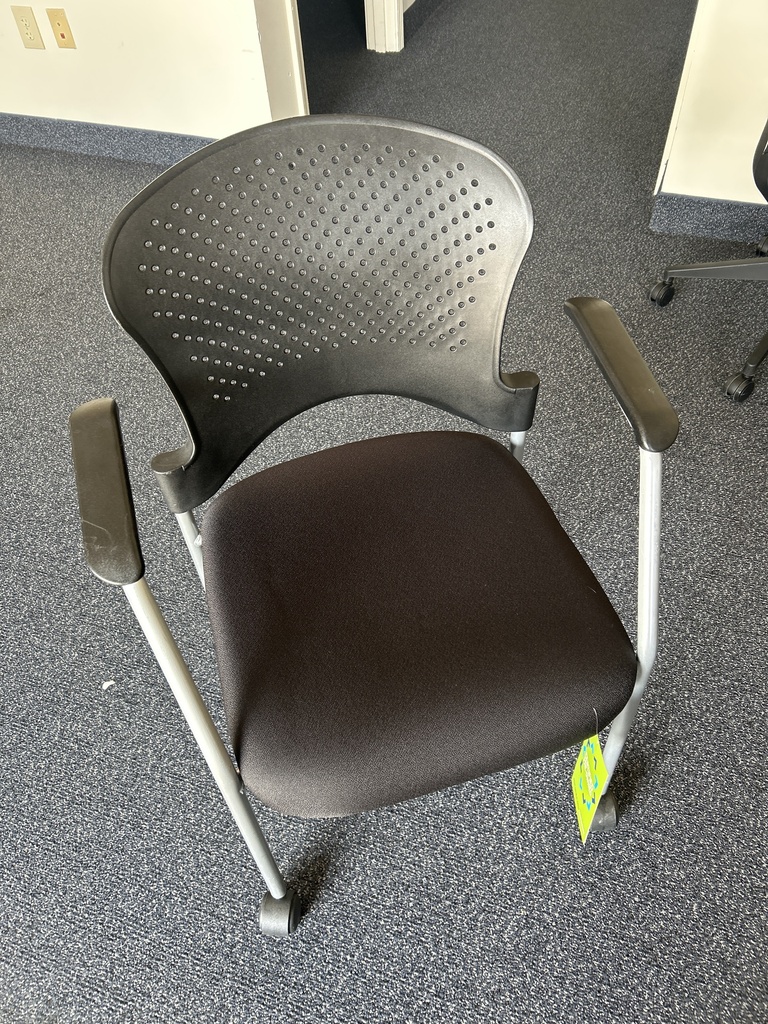 Guest Chair - Poly Back, Black Fabric Seat - on casters