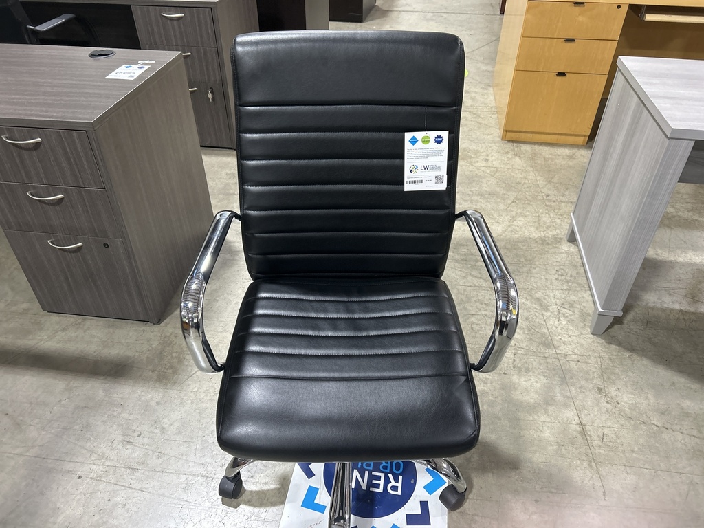 Black Vinyl Conference Chair w/ Chrome Base