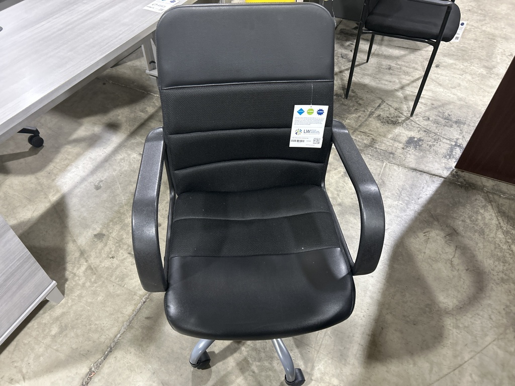 Black Vinyl and Fabric Conference Chair