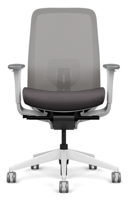SOI- LavoHB work chair, Floating Synchro Seat Depth Adj, Height Adj. Arms, Uph. Seat, 5-Star Nylon, White Base, Mesh Back, Fog Mesh, White Frame, Onyx Cap, Upholstery: Seat:SOISugar Kiss 
