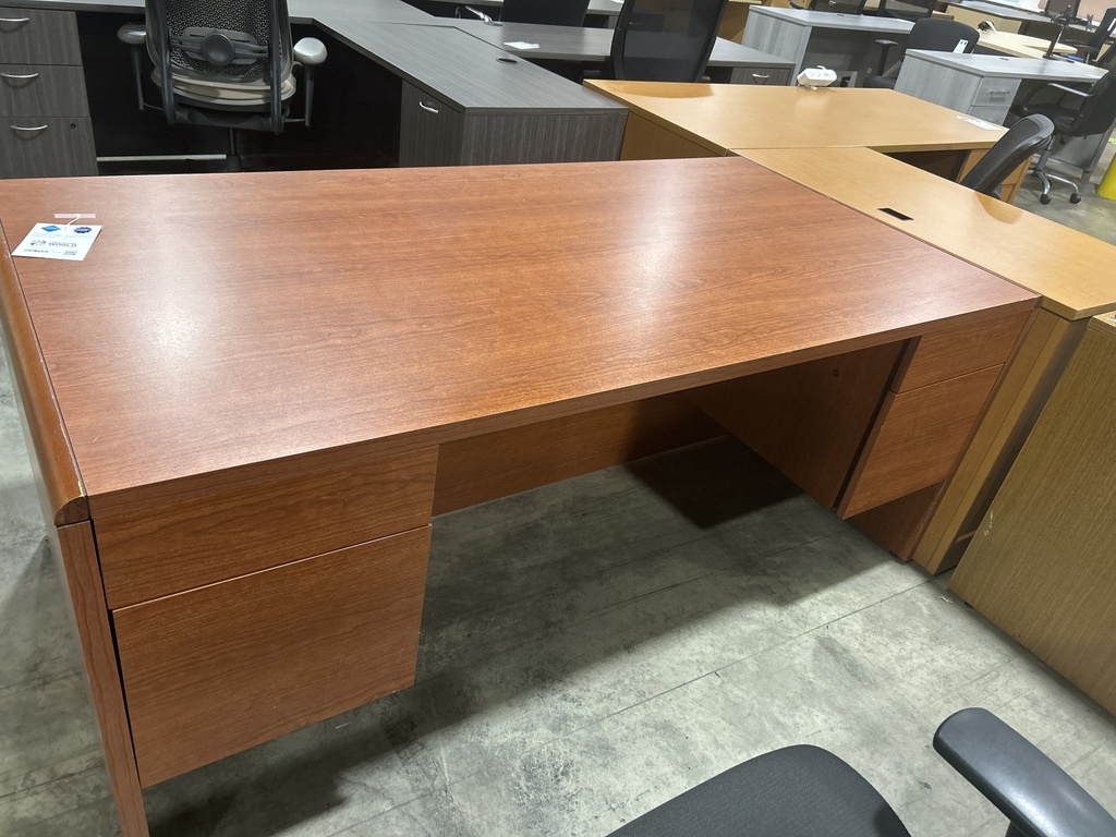 36x72 Double Ped Hon Desk - Cherry