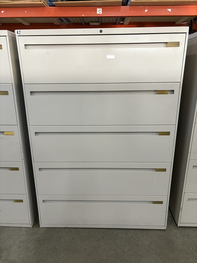42"wide, 5-drawer lateral files, tan