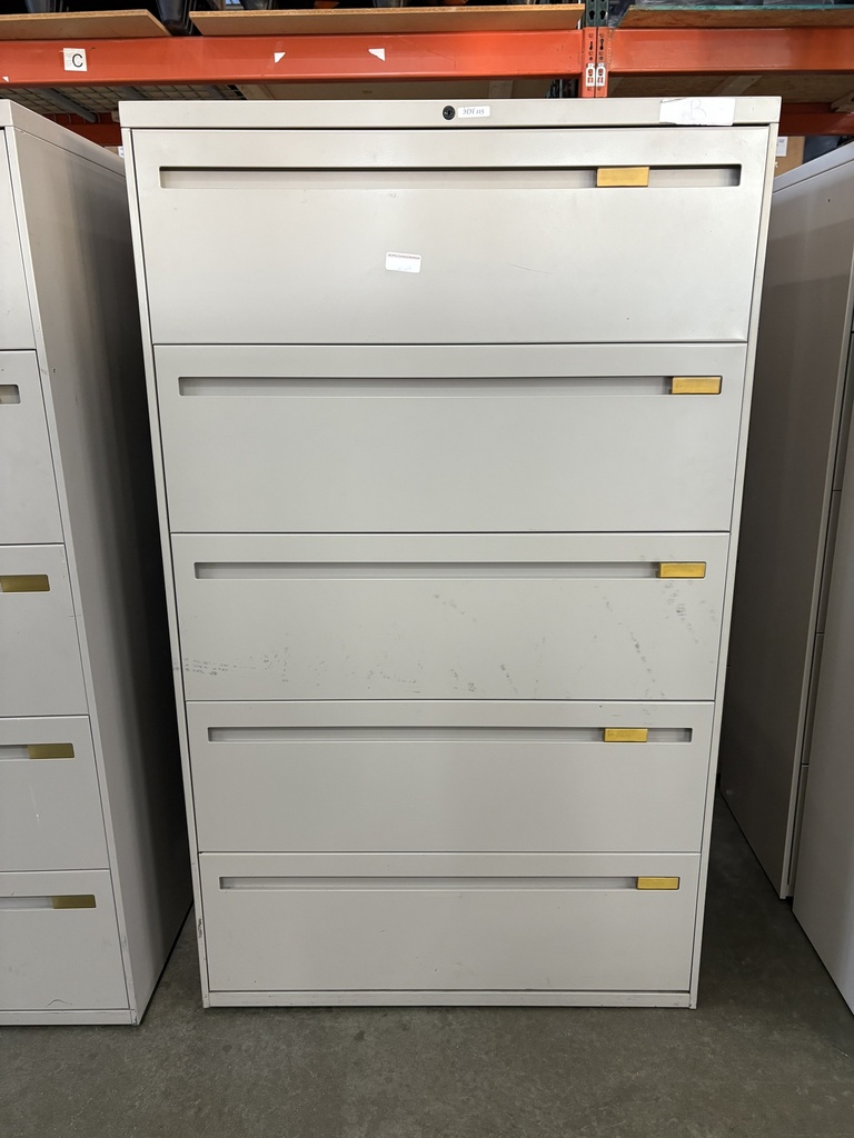 36"wide, 5-drawer lateral files, tan