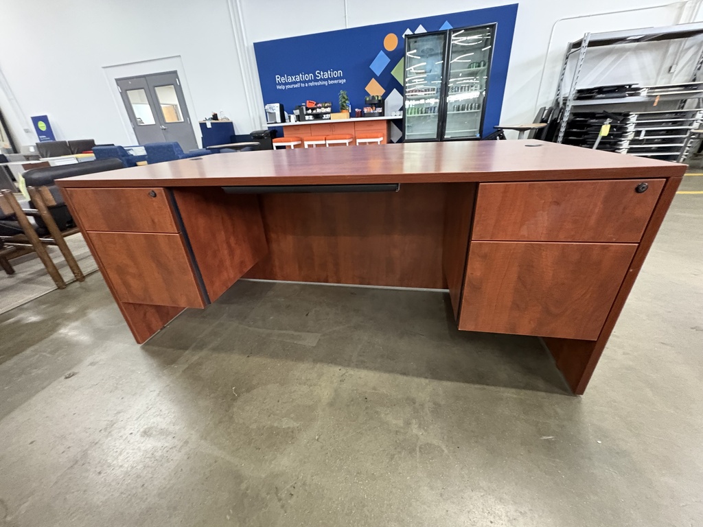 42"X72" Bowfront Desk Double Ped (Cherry V1)