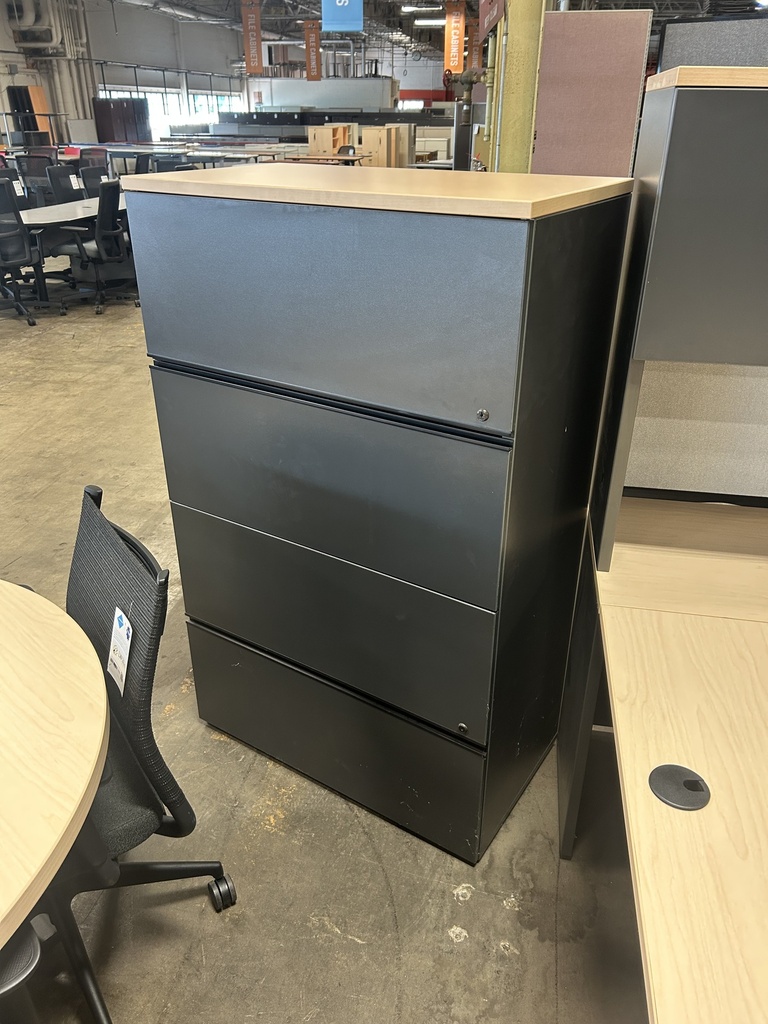 Steelcase Turnstone 36"w 4-Drawer Lateral - Light Oak Top/Gray