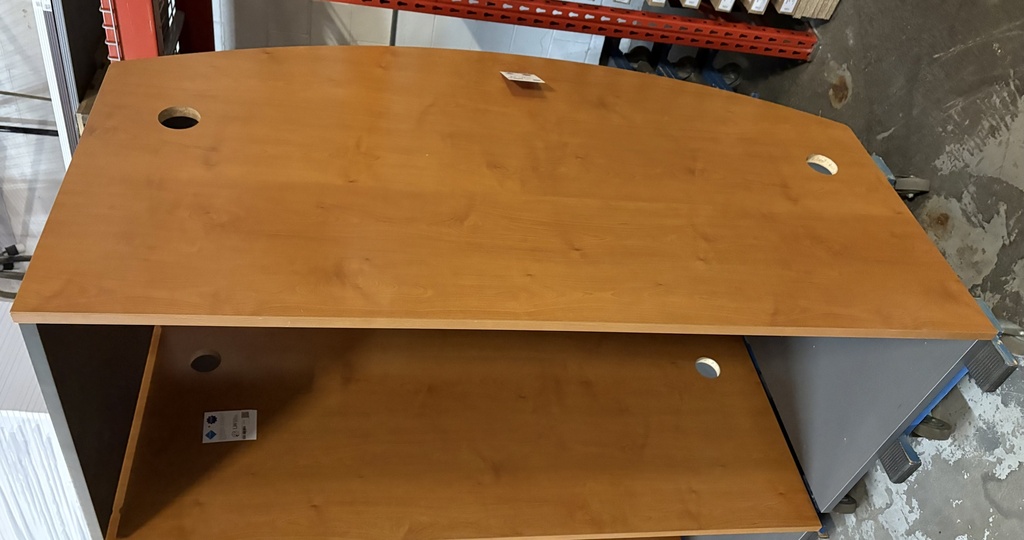 36" x 72" Bowfront Desk Shell (Grey / Cherry)