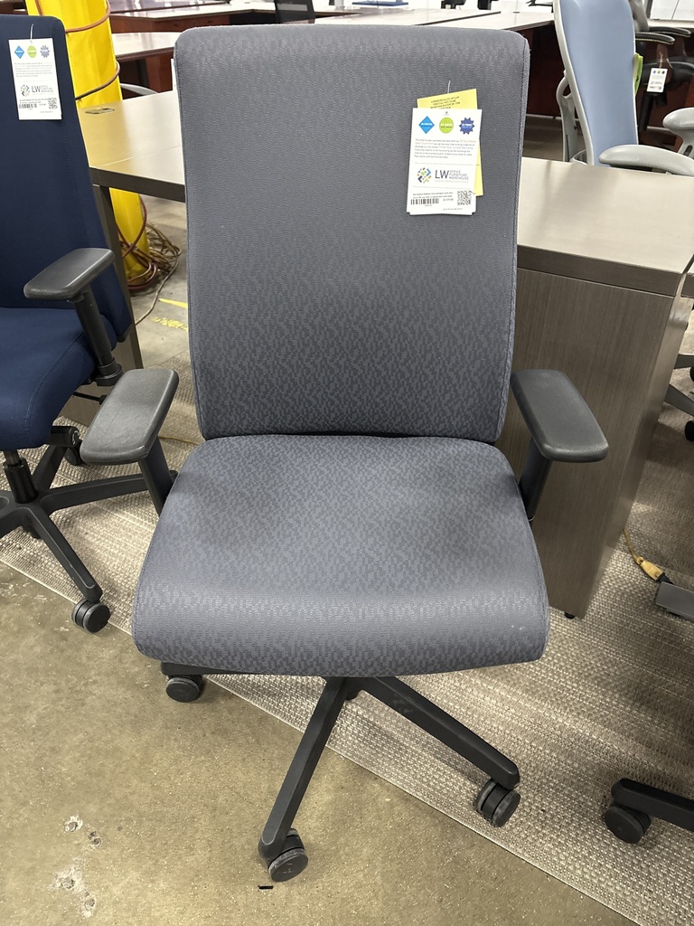 Hon Ignition Midback Charcoal fabric, syncro tilt, seat slide, & independent back angle, Adj arms