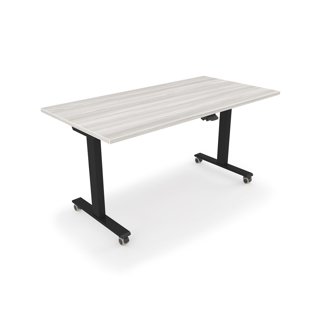 Euroline Rayne iRize Height Adjustable Desk with Flat Edge Top, 30″ x 60″ Harbor Elm 