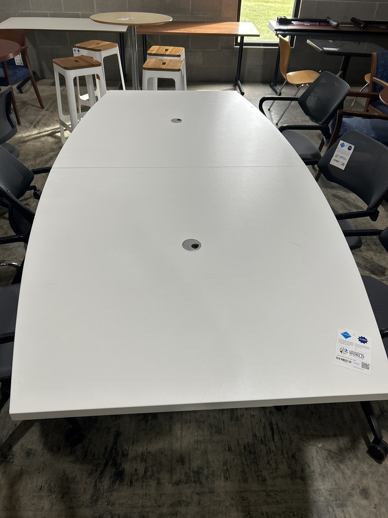 8ft Boat Shape Conference Table - White