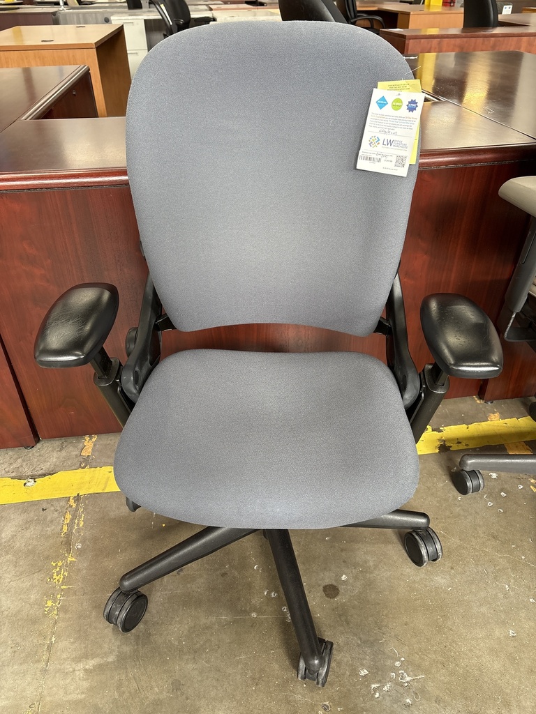 Steelcase Leap chair (v) grey/Blue Fabric,  with adjustable arms
