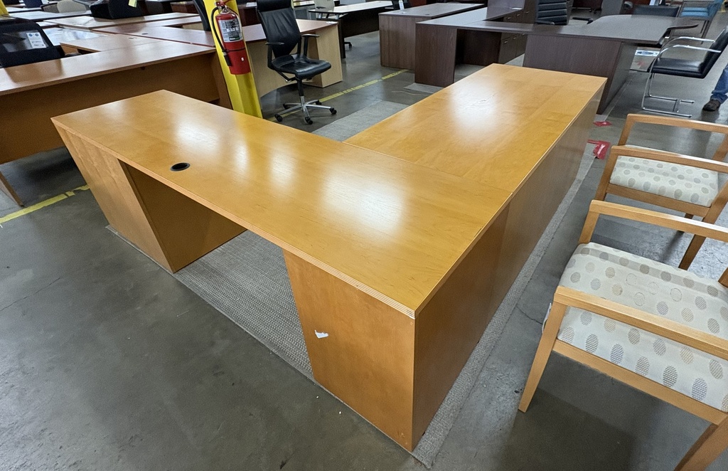 Maple veneer Right Handed L-desk  90" x 90"