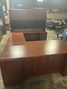 34x72 Kimball RH U Group w/Double Ped & Hutch - Mahogany