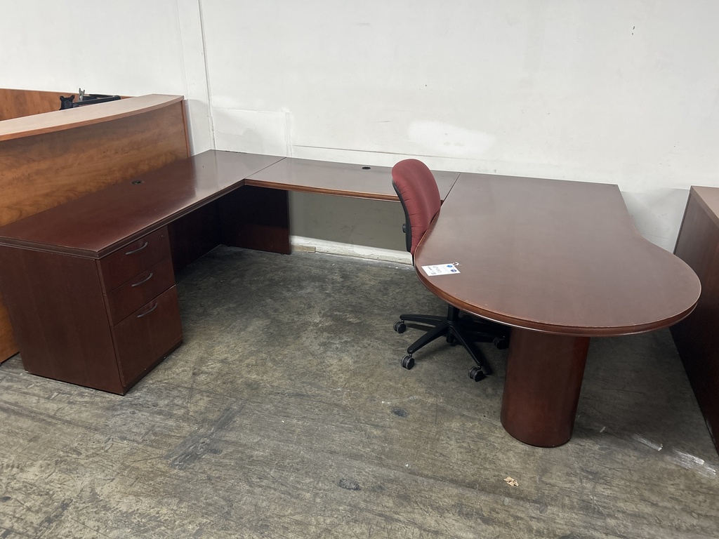 36x72 National LH P-Top U Shape Desk - Mahogany