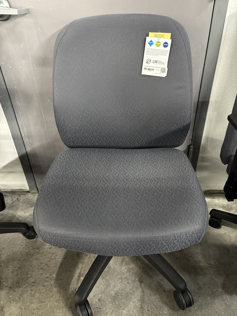 Hon "Big & Tall"  Grey fabric chair ARMLESS, Black frame