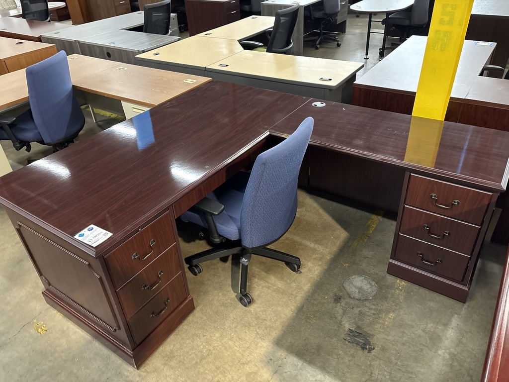 L-Desk 36x72 Traditional (Mahogany) 