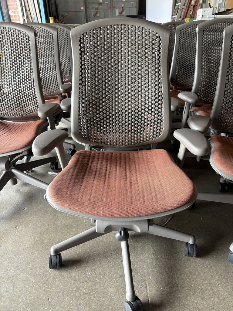Herman Miller V1 Celle Task Chair Burnt Orange MESH Seat, adj arms  