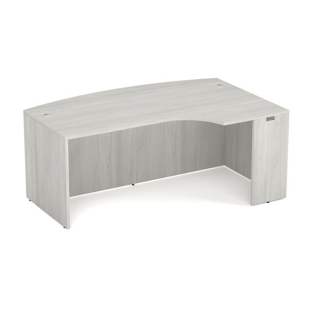 COE- OS Laminate | Bow Front Desk Shell with Right Corner Extension- Arcadia White