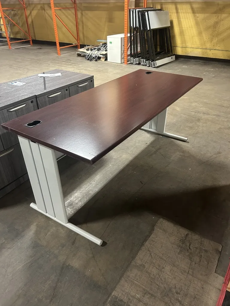 30x60 Table w/Modesty Panel - Mahogany w/Light Gray Base