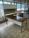 83x72 Herman Miller RH Single Ped L Desk w/Modesty Panel - Walnut & White 