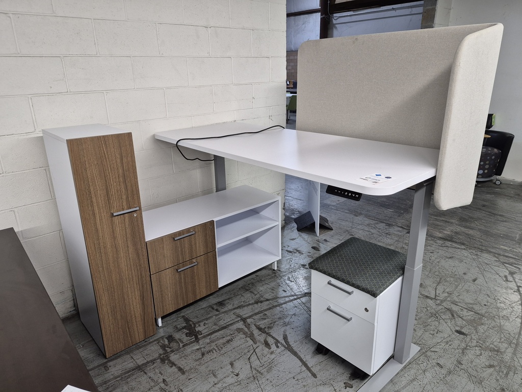 JSI 30x72 Sit Stand Desk Suite - White and Walnut