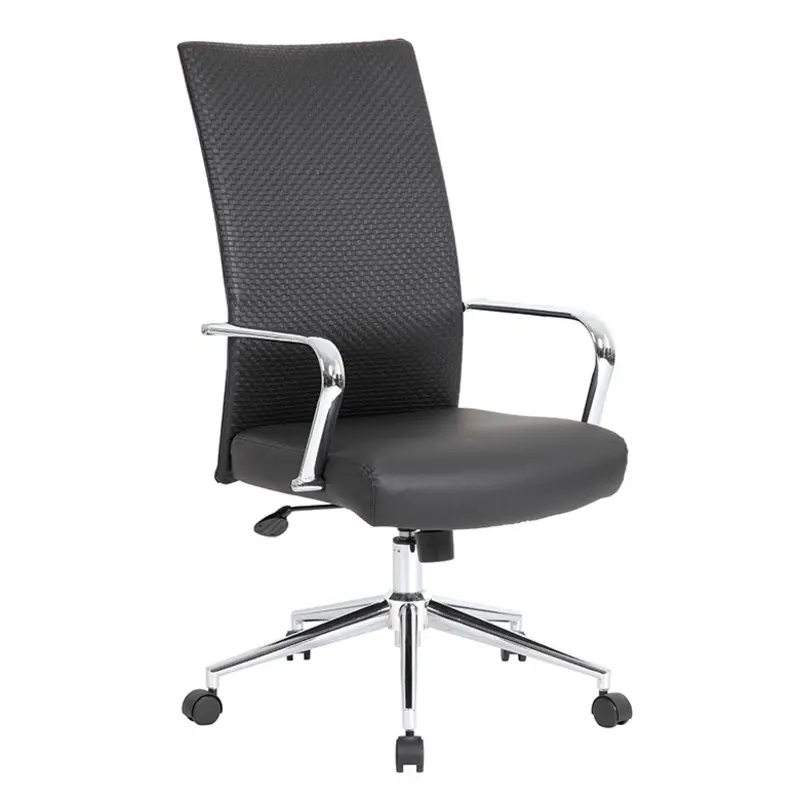 DK -EXECUTIVE WOVEN TEXTURE CHAIR BLACK CARESSOFT/CHROME (TER-051209)