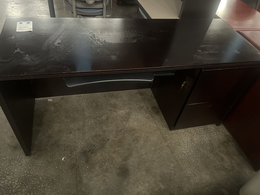 24x66 Single Ped Espresso Credenza w/ Wall Hutch