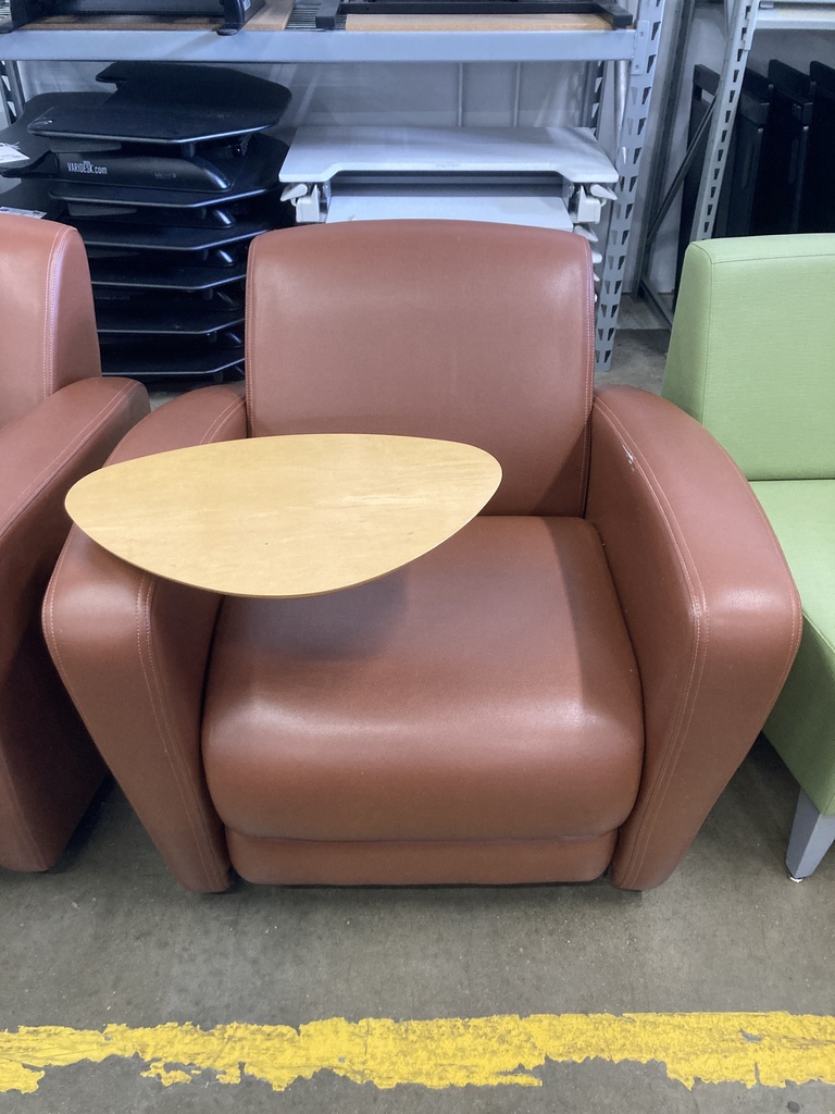 Lobby Chair with Swing Table Burnt Orange