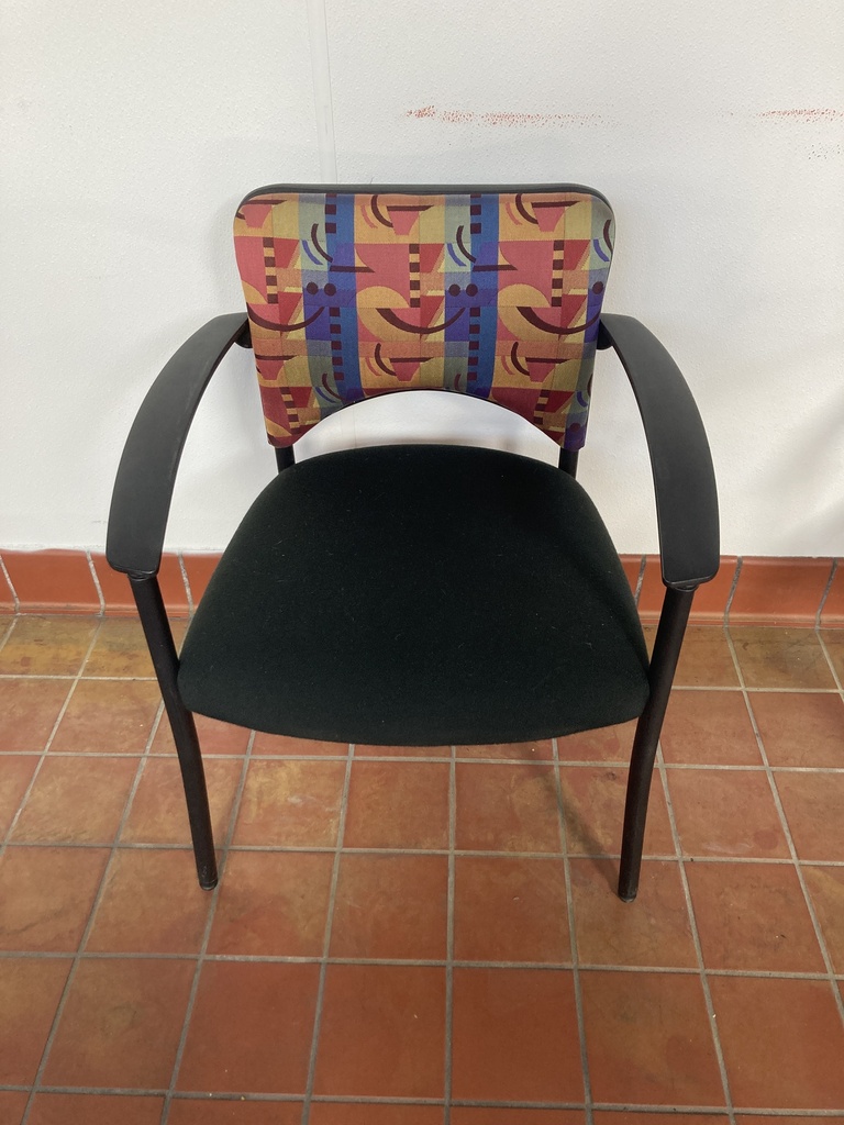Side Chair-Pattern Back Black Seat 
