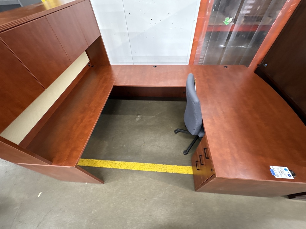 36x72 U-Group (LH)Bowfront w/Hutch Cherry