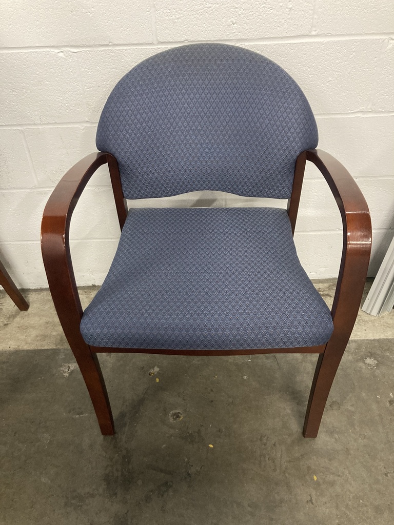 Blue Diamond Pattern Cherry Frame Side Chair