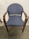 Blue Diamond Pattern Cherry Frame Side Chair