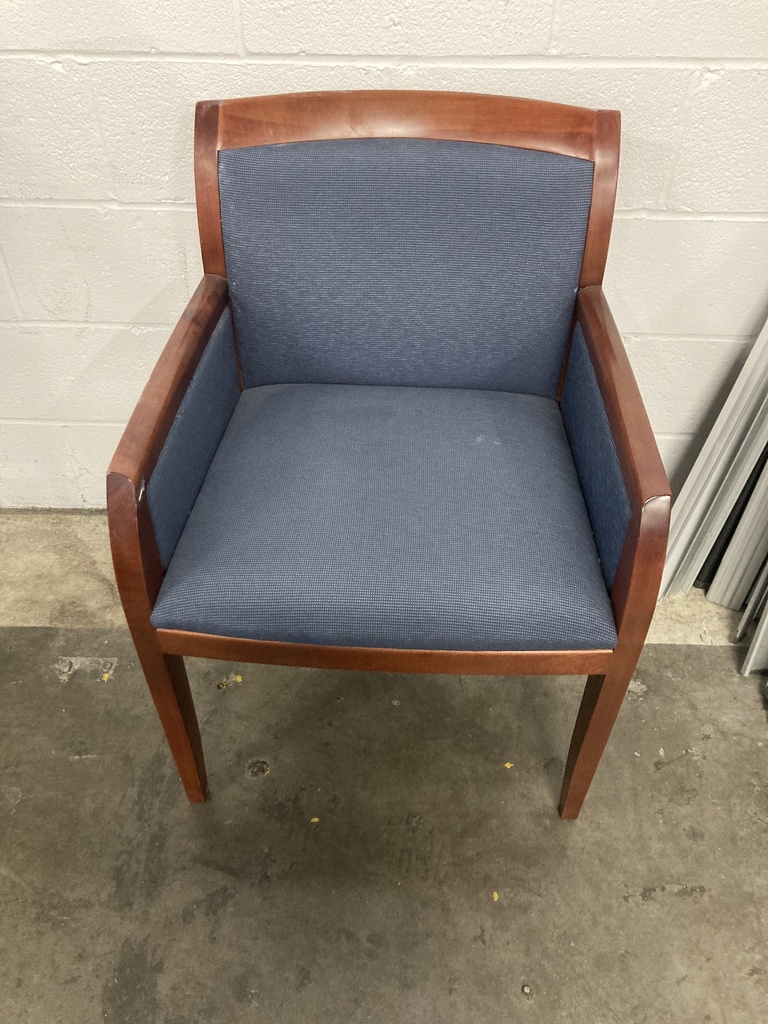 Blue Arm Chair Cherry Frame 