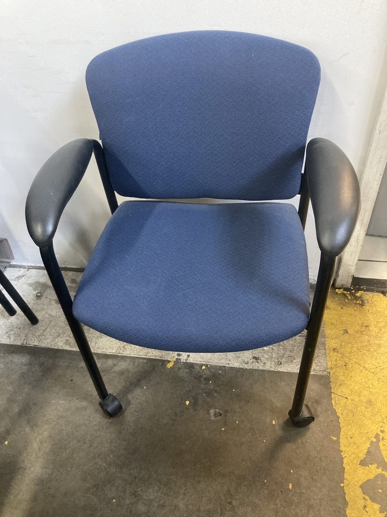Blue Side Chair with Casters  