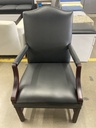 Black Leather Traditional Guest Chair Mahogany Frame 