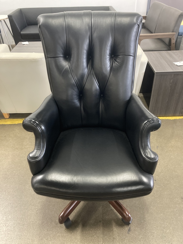 Executive Black Leather Tufted Office Chair 