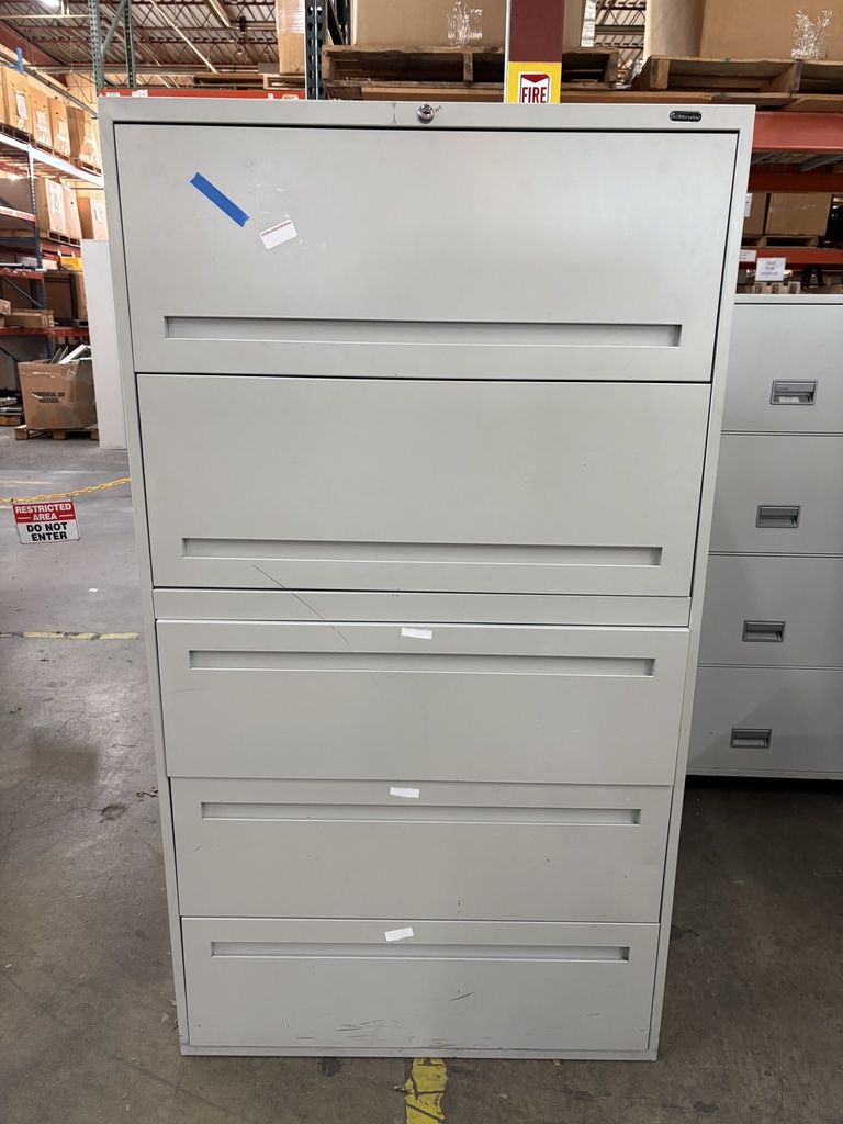 Global 5dr Lateral file, light grey, 36" wide
