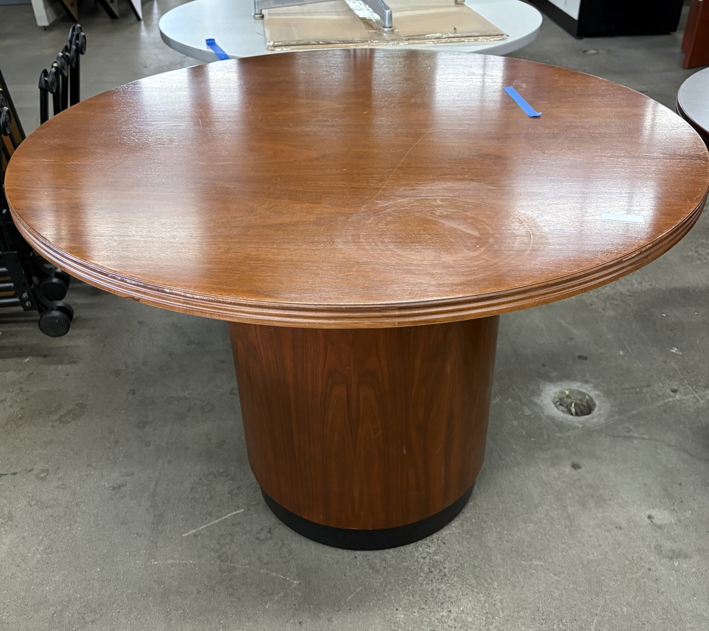  42" Table - Caramel maple veneer, and cylinder Base